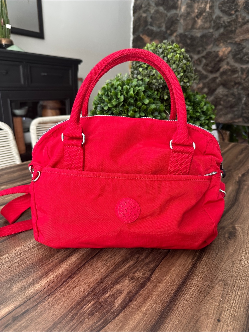 Kipling Red Nylon Top-Handle Crossbody Bag